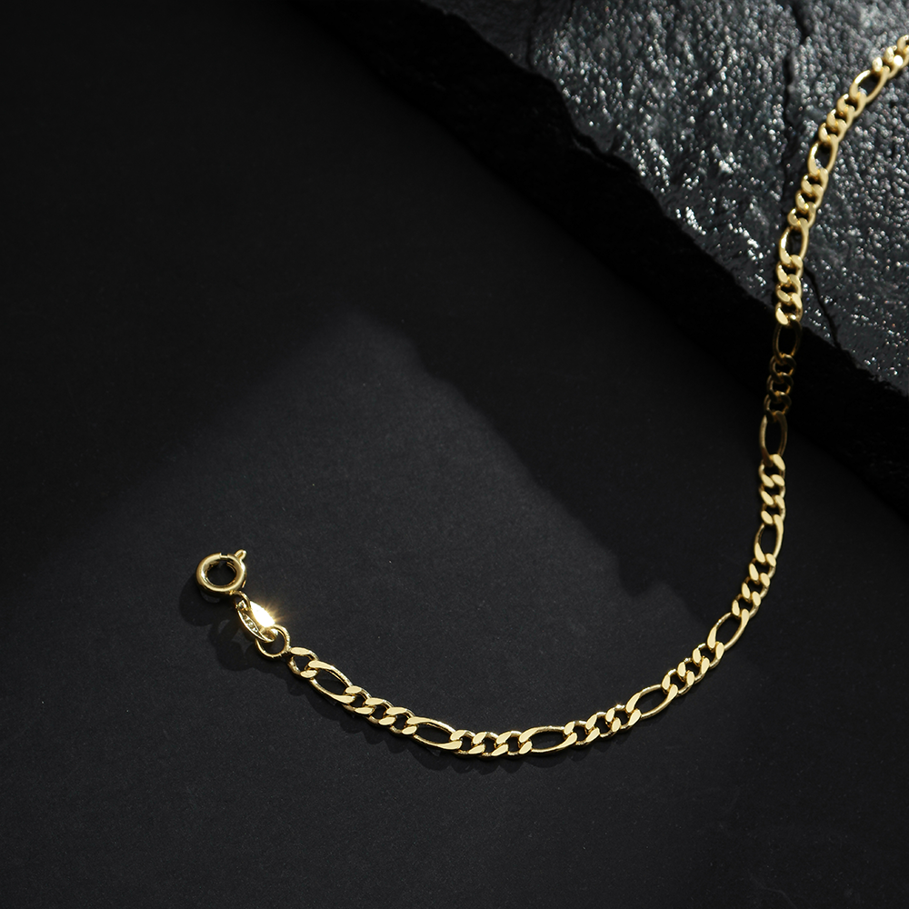 Pulseira Dourada Masculina Elo 3 por 1 - 4mm - Banhado a Ouro 24k