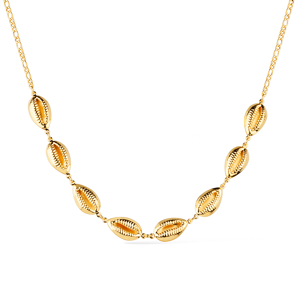 Colar Dourado Búzios Banhado a Ouro 24k