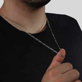 Corrente Prateada Masculina Elo 3 por 1 - 3mm Banhado a Ouro Branco 24k