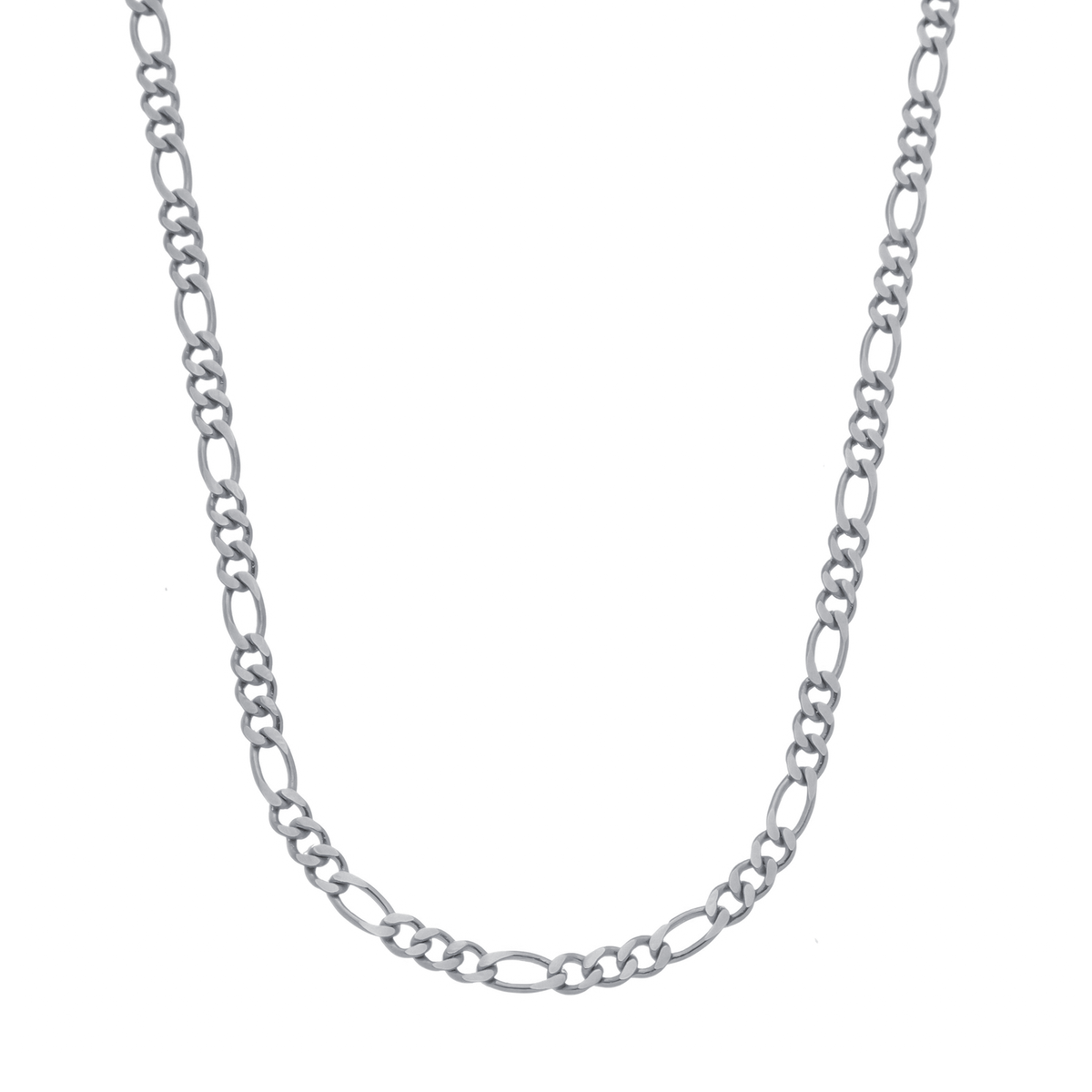 Corrente Prateada Masculina Elo 3 por 1 - 4mm - Banhado a Ouro Branco 24k