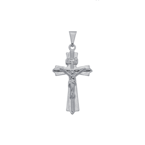 Pingente Prateado Crucifixo - Banhado a Ouro Branco 24k