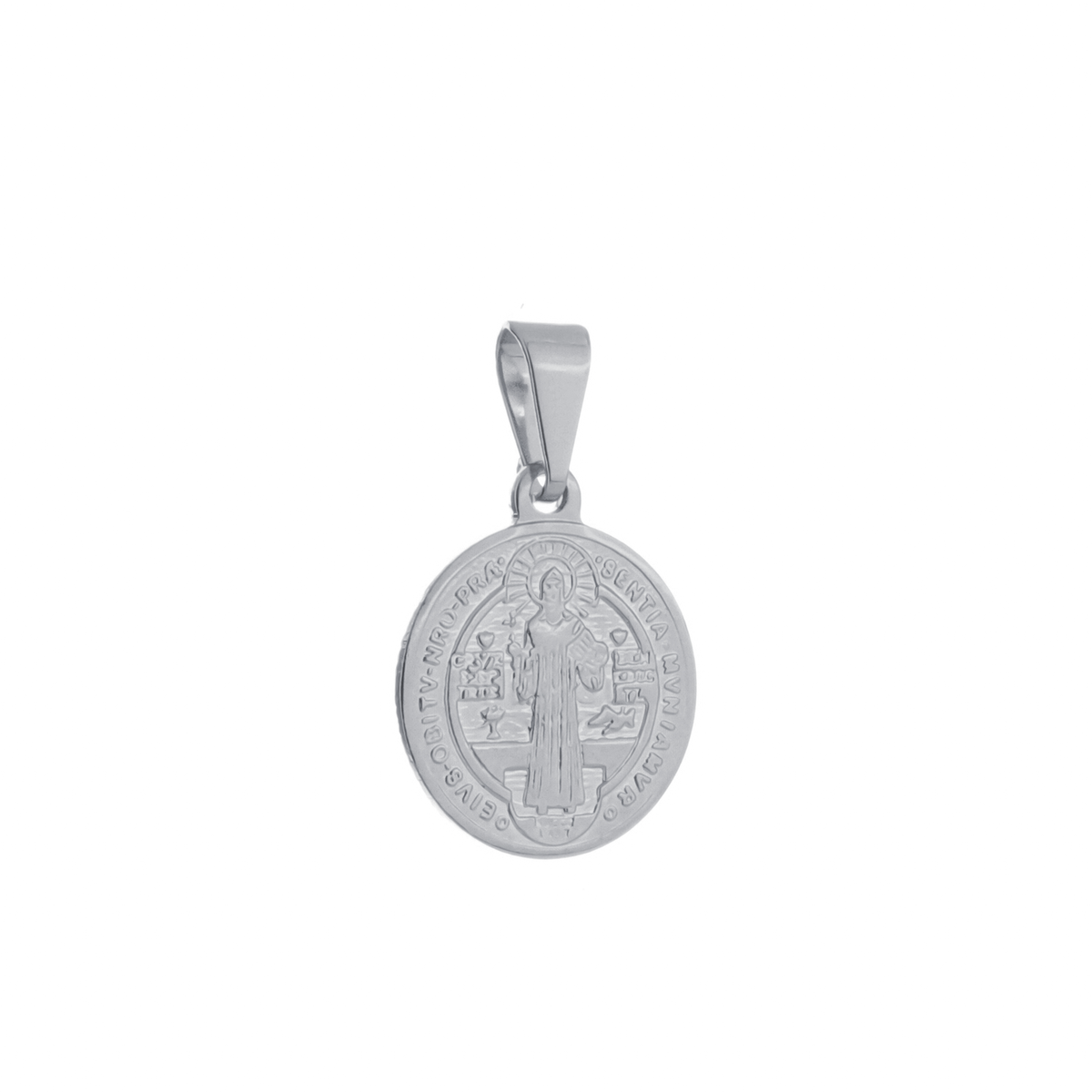 Pingente Prateado Medalha de São Jorge - Banhado a Ouro Branco 24k