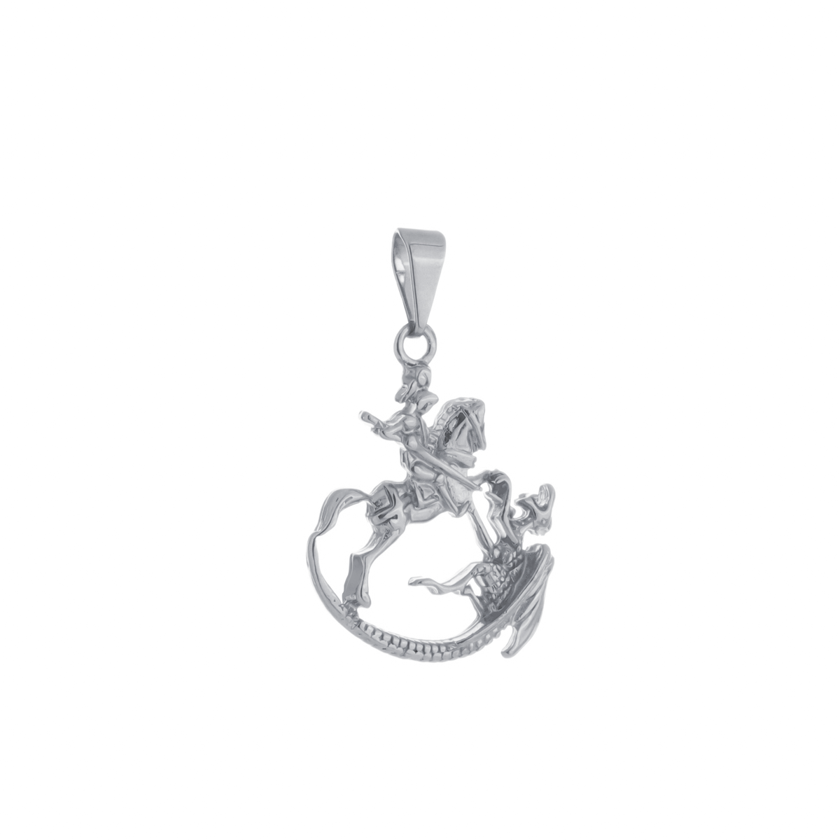 Pingente Prateado São Jorge - Banhado a Ouro Branco 24k