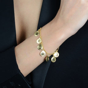 Pulseira Dourada 10 Dez Mandamentos Banhado a Ouro 24k