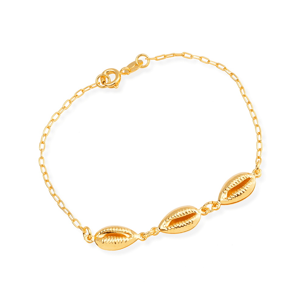 Pulseira Dourada de Búzios Banhado a Ouro 24k