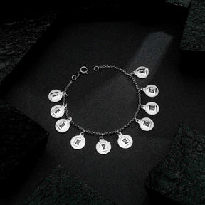 Pulseira Prateada 10 Dez Mandamentos Banhado a Ouro Branco 24k