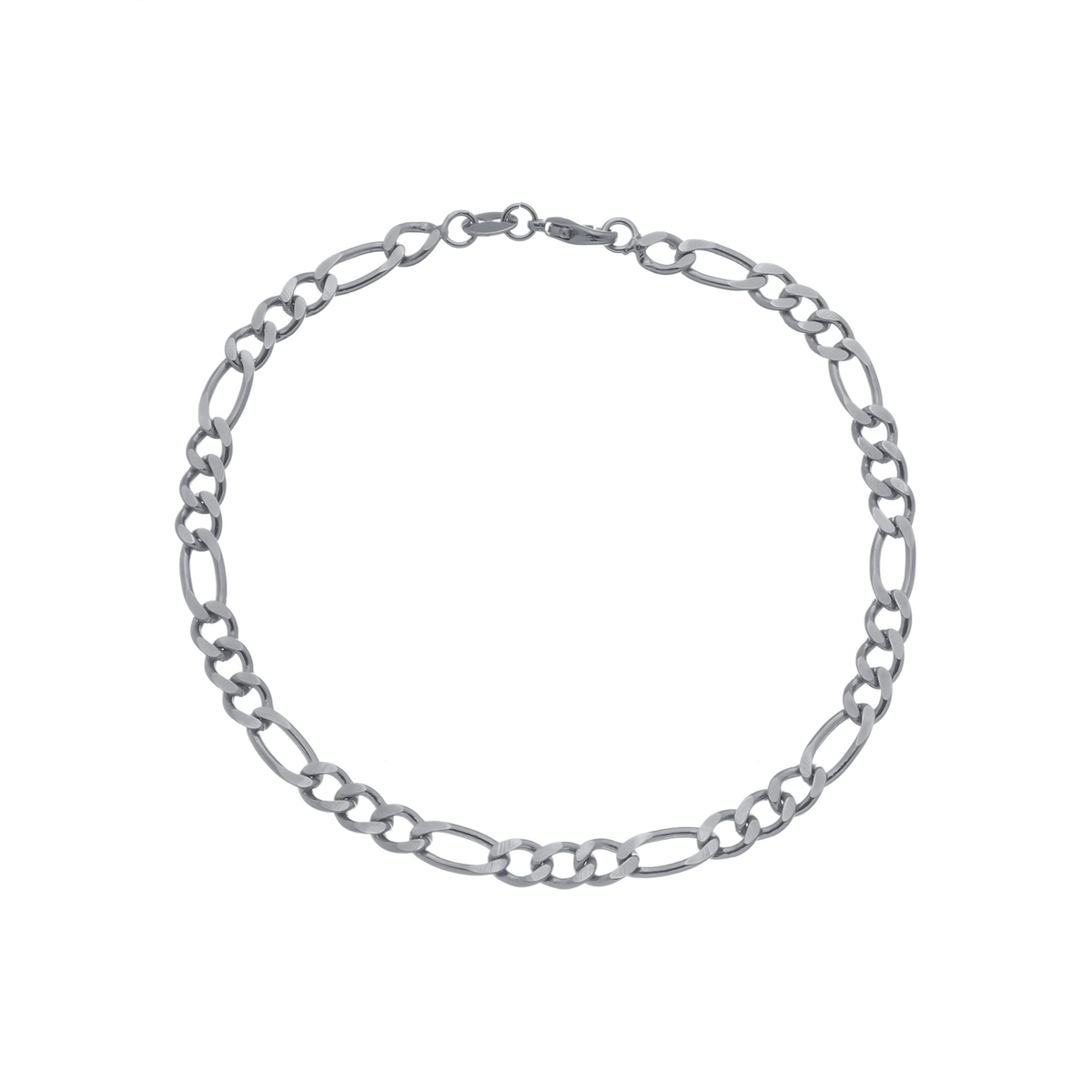 Pulseira Prateada Masculina Elo 3 por 1 - 5mm - Banhado a Ouro Branco 24k