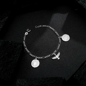 Pulseira Prateada Religiosa Pai Nosso e Espírito Santo Banhado a Ouro Branco 24k