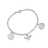 Pulseira Prateada Religiosa Pai Nosso e Espírito Santo Banhado a Ouro Branco 24k